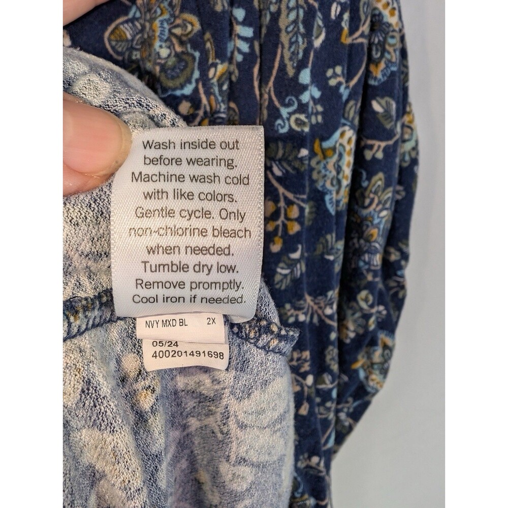 Croft & Barrow 2X Blue Multicolor 3/4 Sleeve Floral Boho Tunic Top - Picture 5 of 8